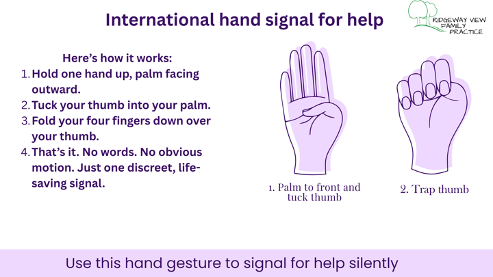 Hand Assisting Sign Universal hand signal to ask for help silently
